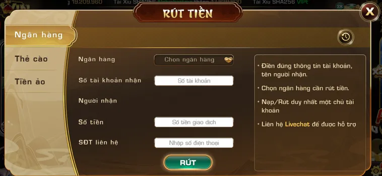 Hướng dẫn rút tiền về tài khoản ngân hàng tại cổng game Iwin.
